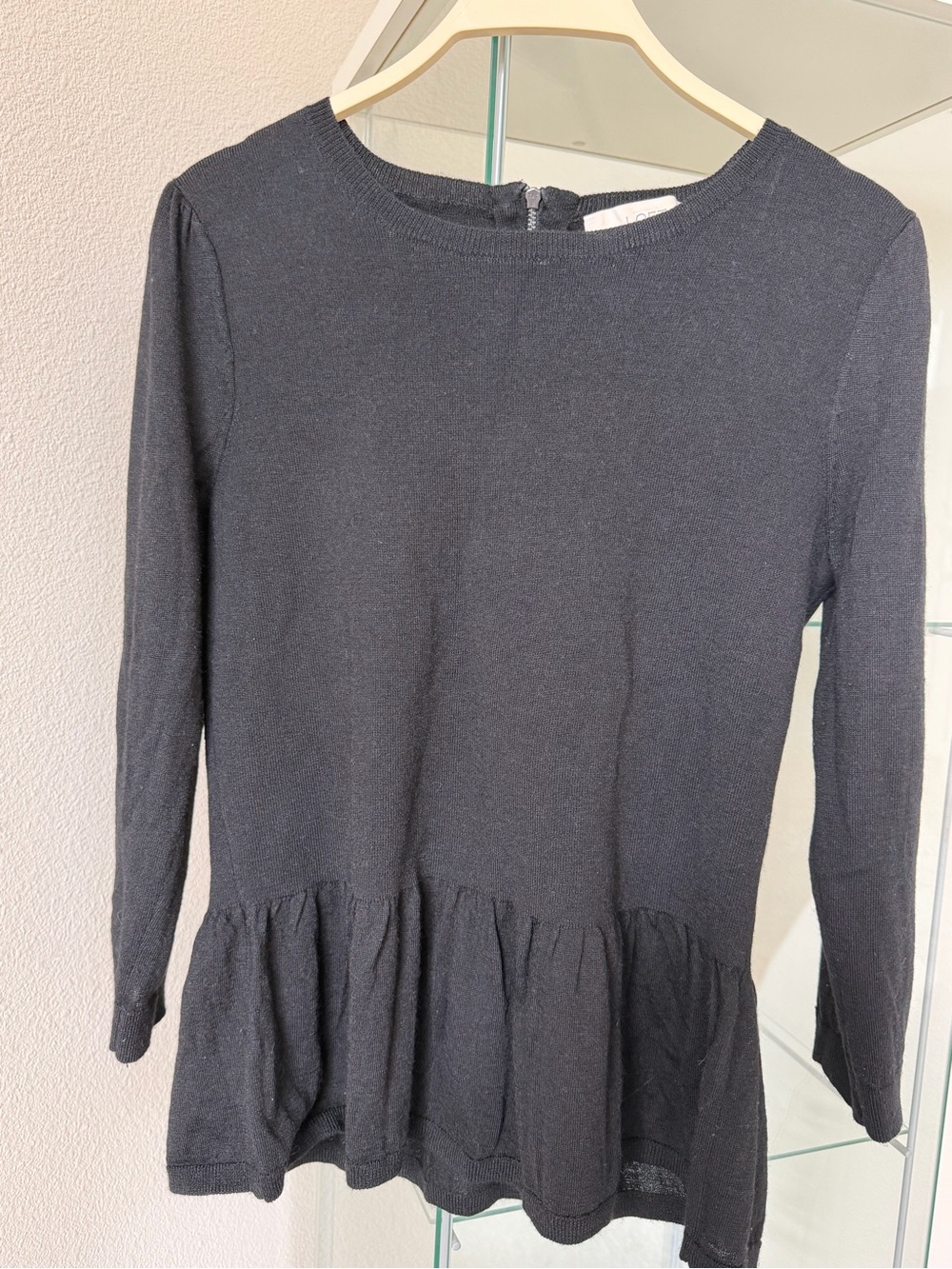 LOFT Black Long-Sleeve Peplum Sweater